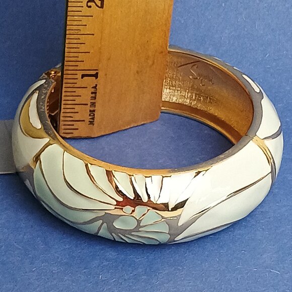 The Eye Of The Storm Pattern Multi Enamel Hinge Cuff Clamper Bracelet Chunky Csl - Picture 3 of 6
